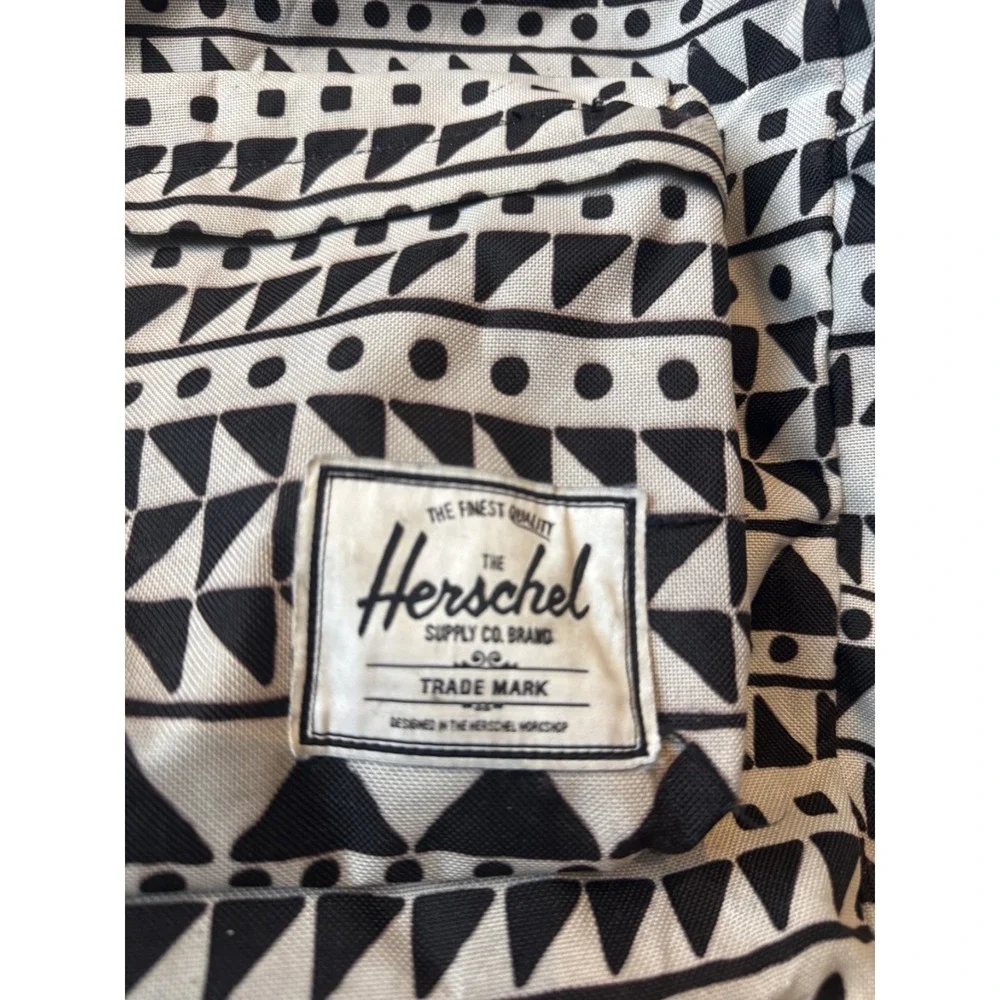 Herschel Backpack Black‎ and White Geometric Print Unisex Hiking Travel Biking